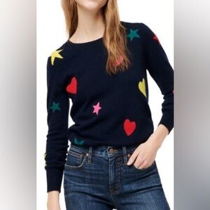 Jcrew heart and star cashmere sweater